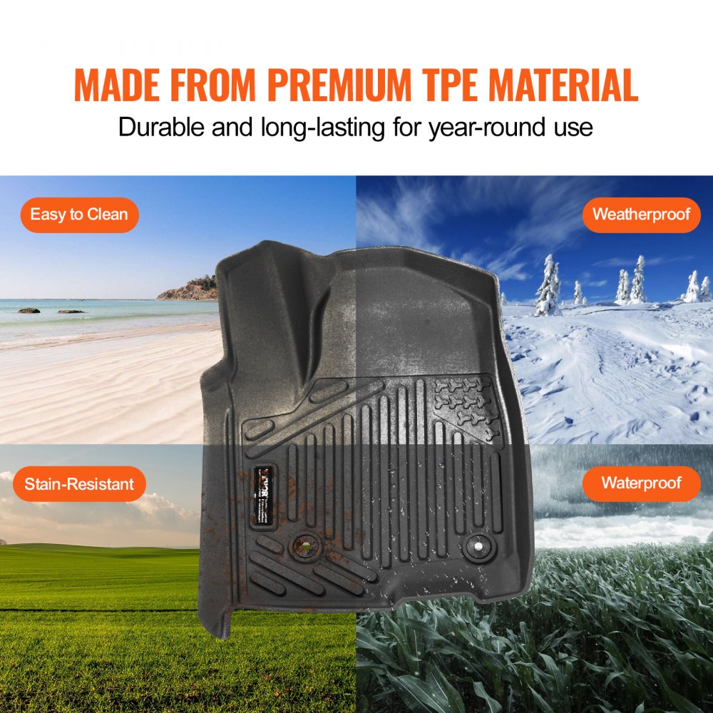 VEVOR Automotive Floor Mats Fits for Chevrolet Silverado/GMC Sierra 1500 3 pcs 