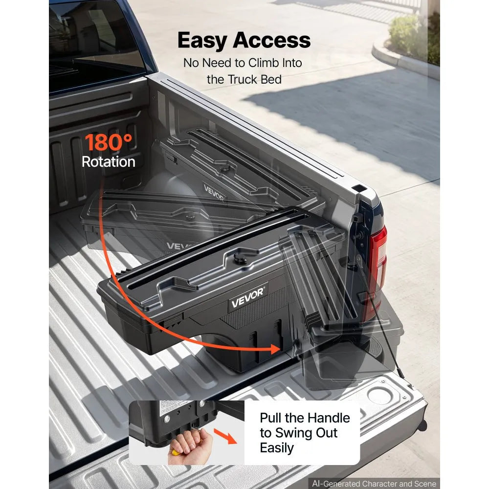 Truck Bed Storage Box 6.6 Gal/25L, Waterproof Wheel Well Tool Box with Anti-Theft Locks – Passenger Side, Fits 2019–2023 Dodge Ram 1500