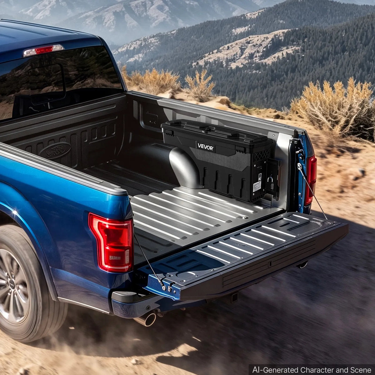 Truck Bed Storage Box 6.6 Gal/25L, Waterproof Wheel Well Tool Box with Anti-Theft Locks – Passenger Side, Fits 2019–2023 Dodge Ram 1500