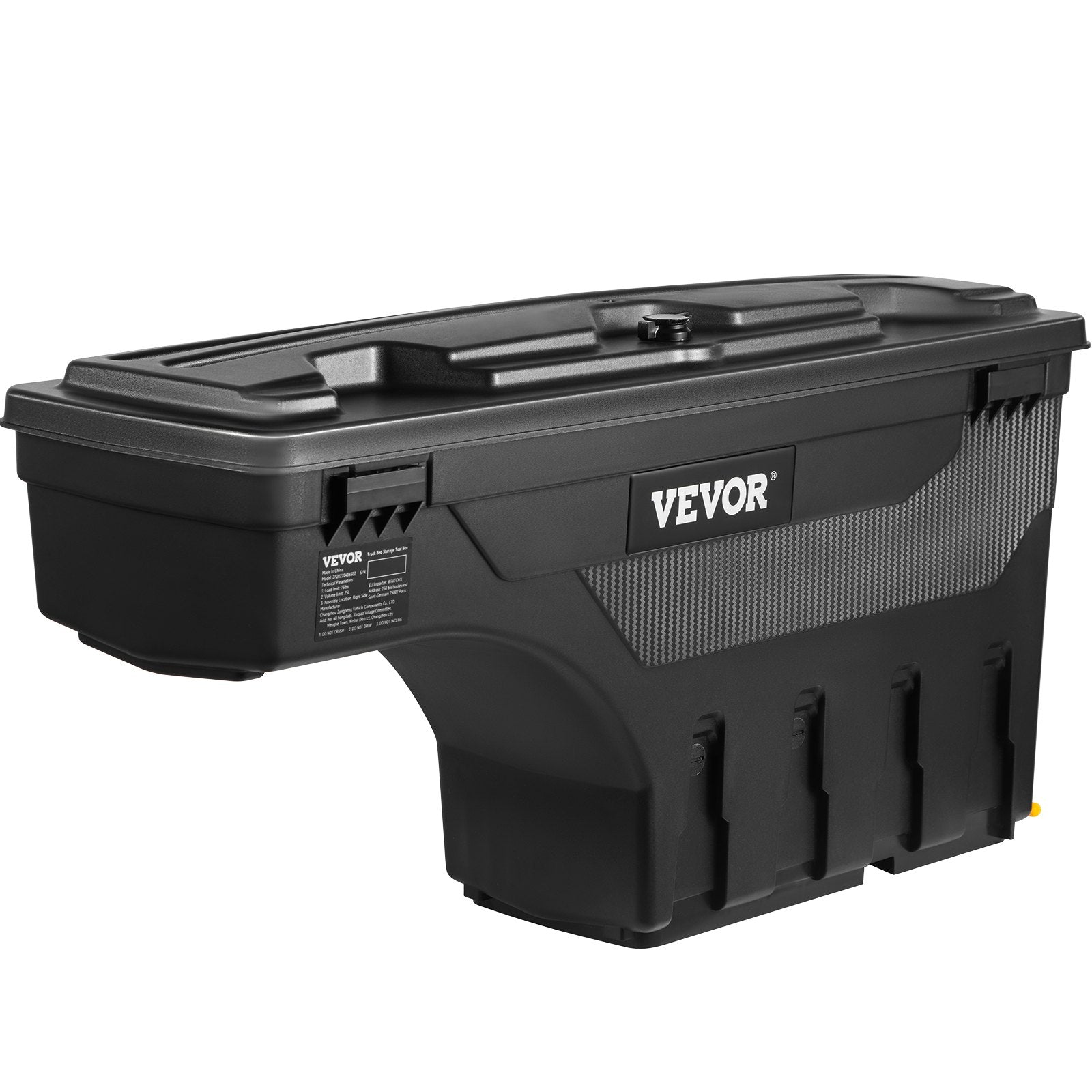 VEVOR Truck Bed Storage Box, Lockable Lid, Waterproof ABS Wheel Well Tool Box 6.6 Gal/20 L with Password Padlock, Compatible with Dodge Ram 1500 2019-2021, Passenger Side, Black 