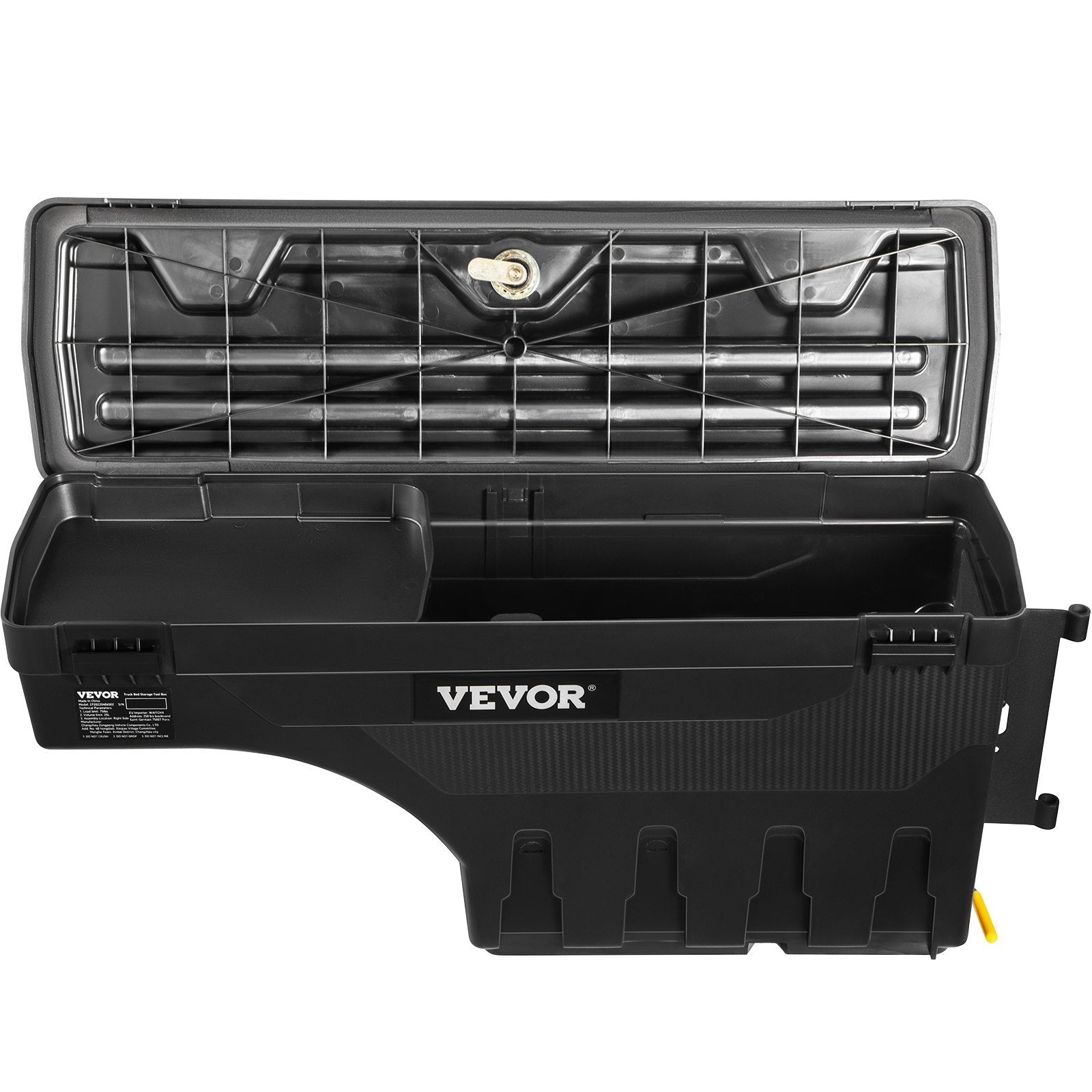 VEVOR Truck Bed Storage Box, Lockable Lid, Waterproof ABS Wheel Well Tool Box 6.6 Gal/20 L with Password Padlock, Compatible with Dodge Ram 1500 2019-2021, Passenger Side, Black 