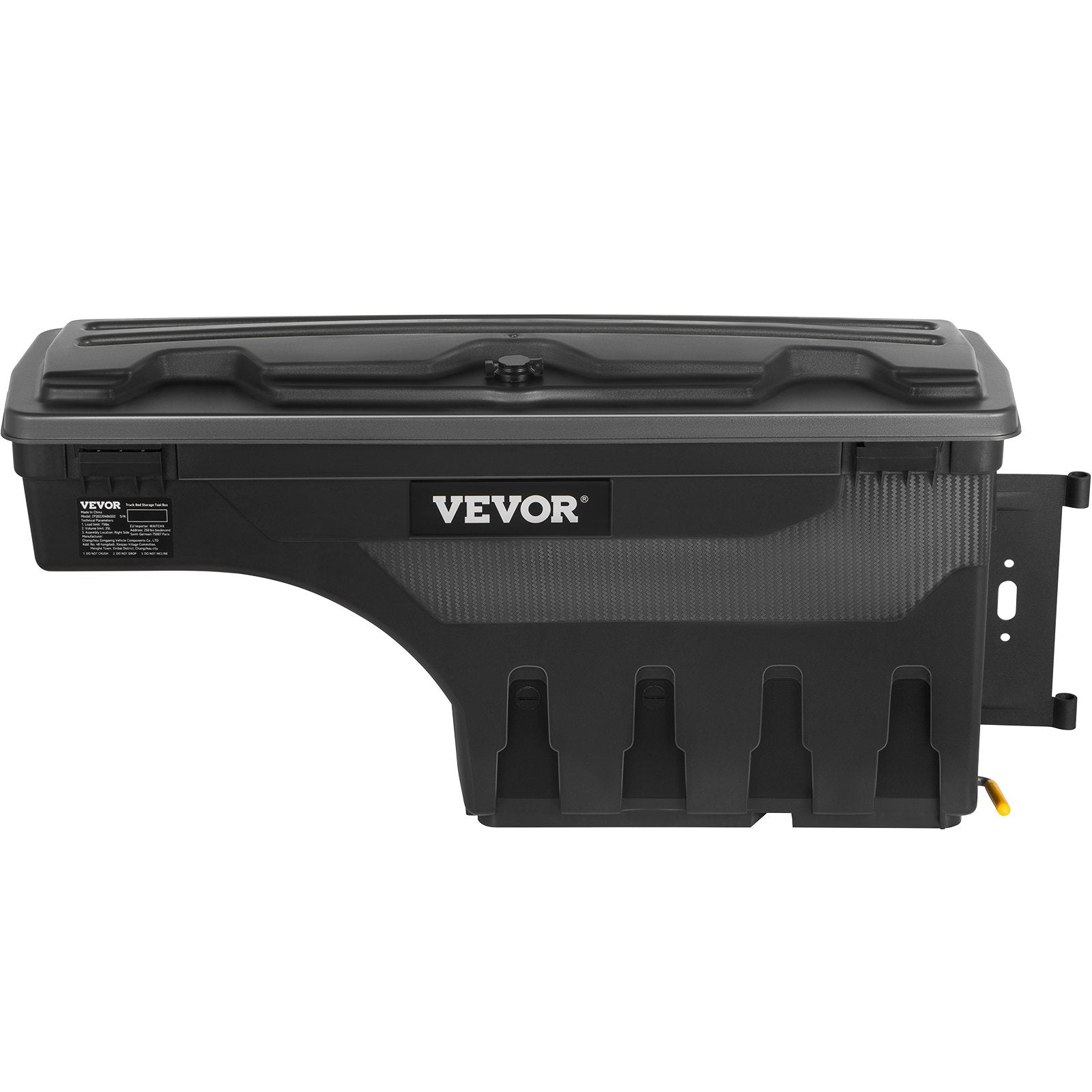 VEVOR Truck Bed Storage Box, Lockable Lid, Waterproof ABS Wheel Well Tool Box 6.6 Gal/20 L with Password Padlock, Compatible with Dodge Ram 1500 2019-2021, Passenger Side, Black 
