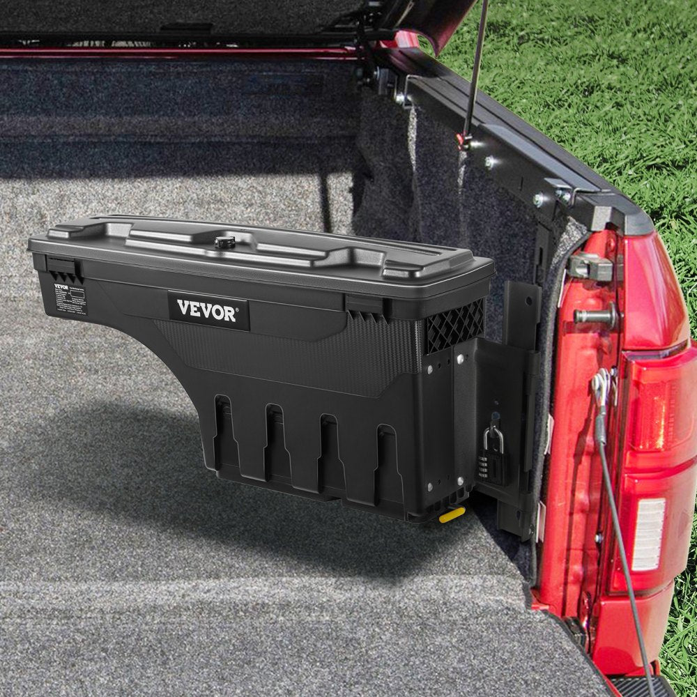 VEVOR Truck Bed Storage Box, Lockable Swing Case with Password Padlock, 6.6 Gal/25 L ABS Wheel Well Tool Box, Waterproof and Durable, Compatible with Ford F-150 2015-2021, Passenger Side 