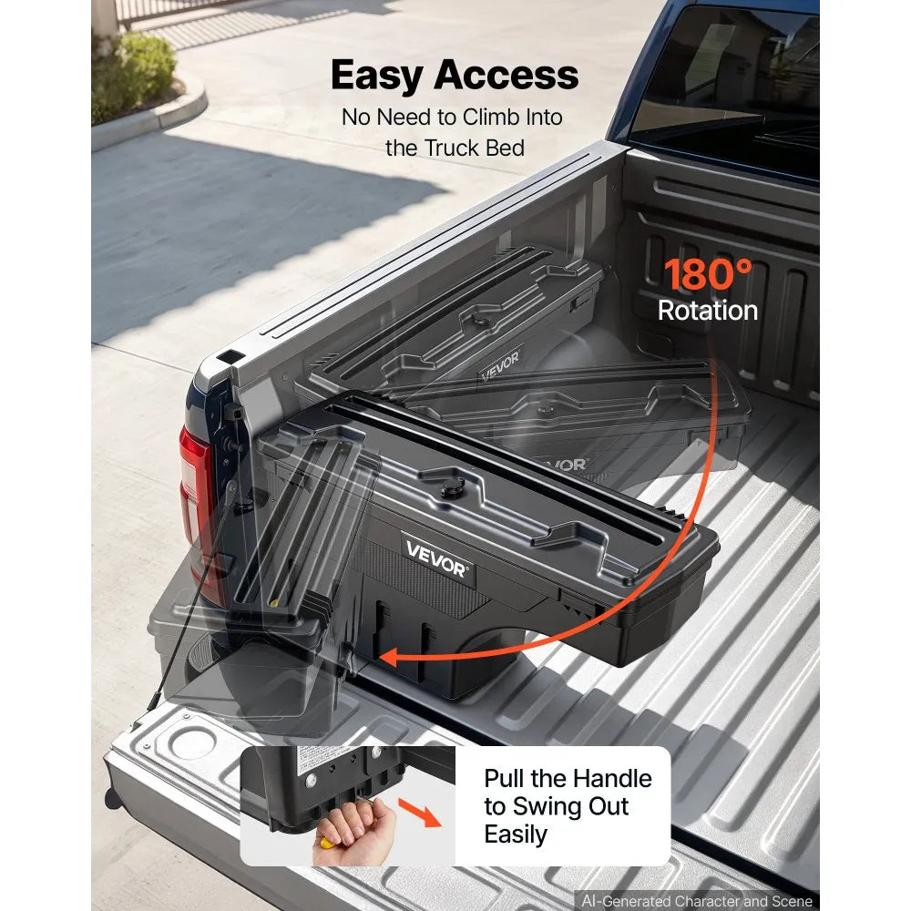 Truck Bed Storage Box 6.6 Gal/25L, Waterproof Wheel Well Tool Box with Anti-Theft Locks – Driver Side, Fits Dodge Ram 1500/2500/3500
