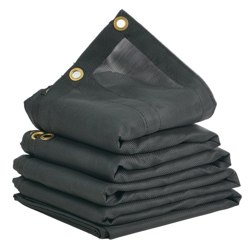 VEVOR Dump Truck Mesh Tarp, 8 x 18 ft, PVC Coated Black Heavy Duty Cover with 5.5" 18oz Double Pocket, Brass Grommets, Reinforced Double Needle Stitch Webbing Fits Manual or Electric Dump Truck System 