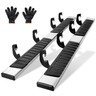 VEVOR Running Boards, 6" Step Bars Compatible with 2007-2018 Chevy Silverado/GMC Sierra 1500 Crew Cab/2019 2500HD 3500HD 1500 LD, 201 Stainless Steel Side Steps Nerf Bars, 500LBS Capacity, 2 Piece 