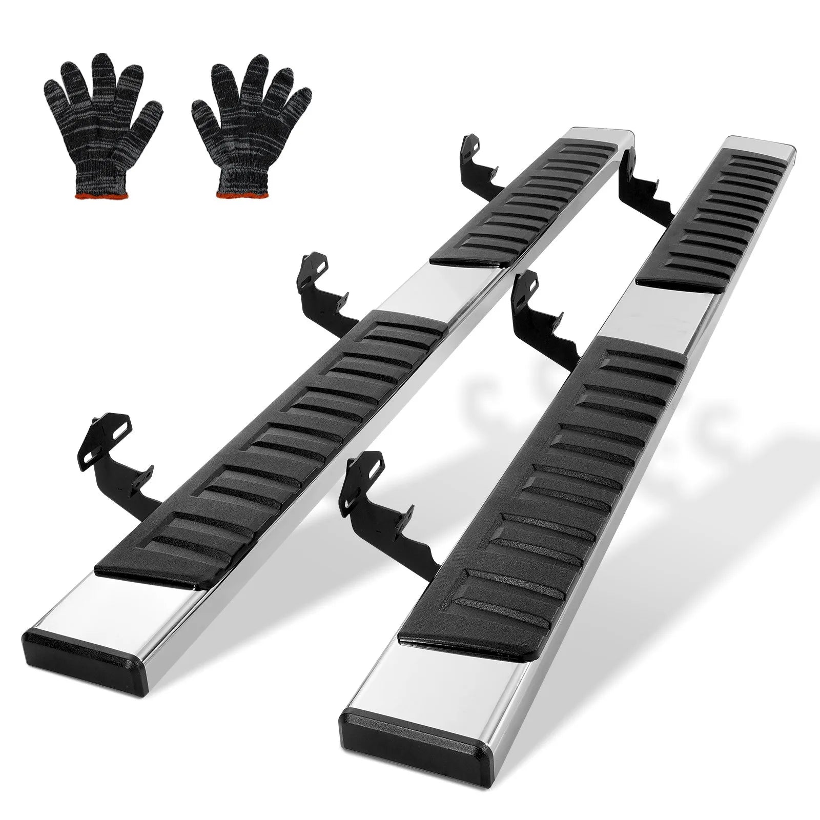 VEVOR Running Boards, 6" Step Bars Compatible with 2015-2023 Ford F150-Crew Cab/2017-2023 Ford F-250 F-350 Super Duty Crew Cab, 201 Stainless Steel Side Steps Nerf Bars, 500LBS Capacity, 2 Piece
