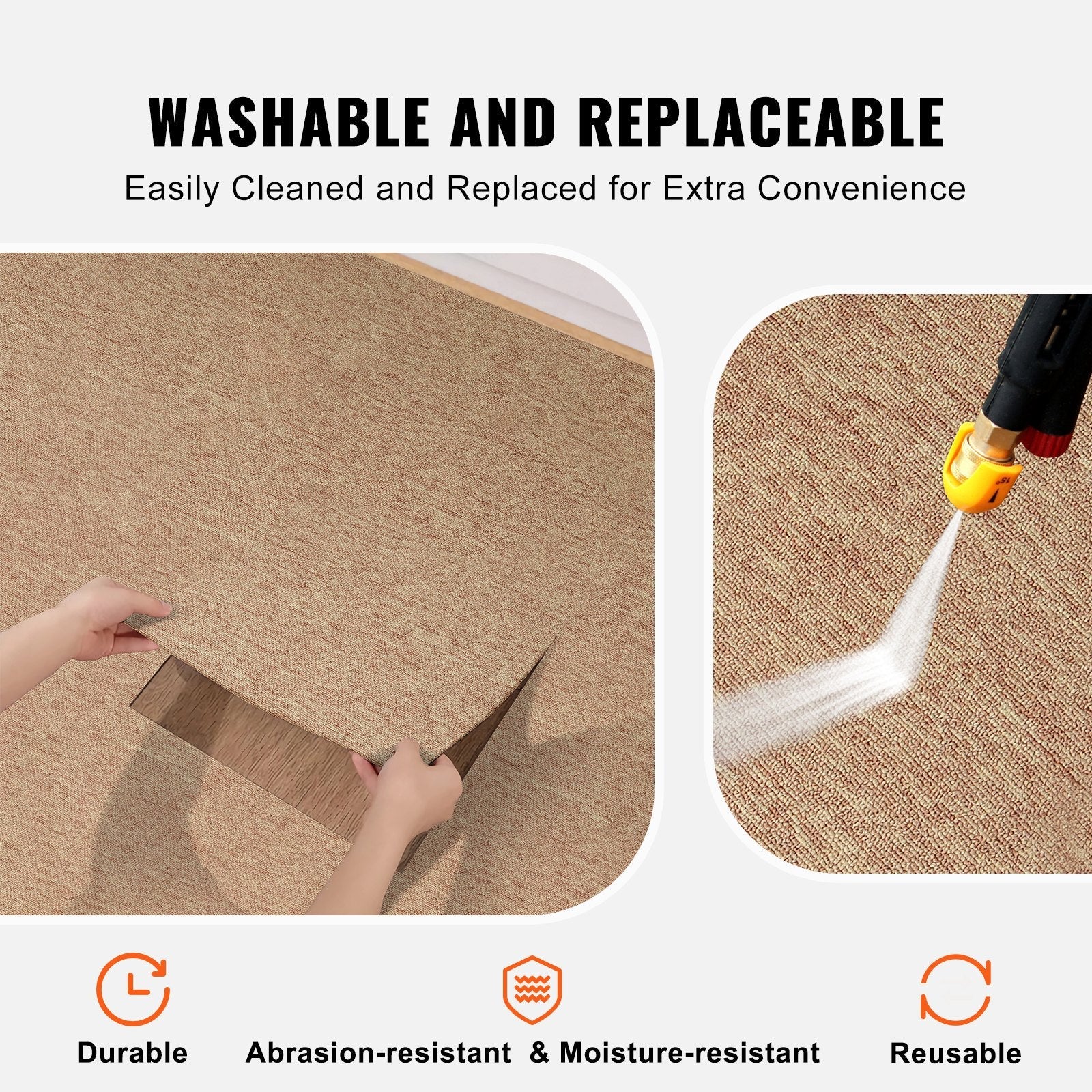 VEVOR Carpet Tiles Reusable, 20"x 20" Carpet Squares With Padding Attached, Soft Padded Carpet Tiles, Easy Install DIY for Bedroom Living Room Indoor Outdoor (16 Tiles, Dark Brown) 