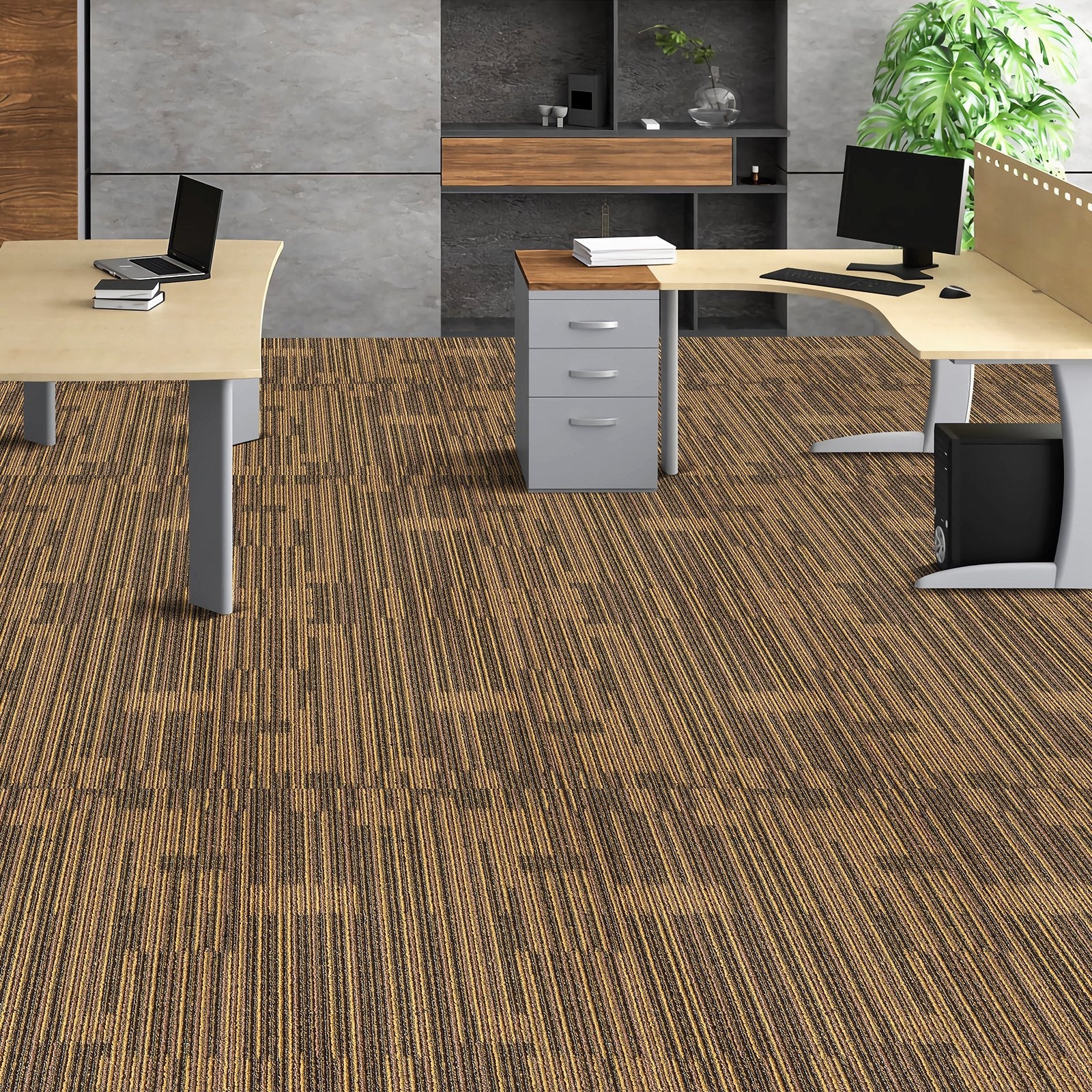VEVOR Carpet Tiles Reusable, 20"x 20"Carpet Squares With Padding Attached, Soft Padded Carpet Tiles, Easy Install DIY for Bedroom Living Room (12Tiles, Mixed Brown) 