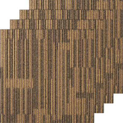 VEVOR Carpet Tiles Reusable, 20"x 20"Carpet Squares With Padding Attached, Soft Padded Carpet Tiles, Easy Install DIY for Bedroom Living Room (12Tiles, Mixed Brown) 