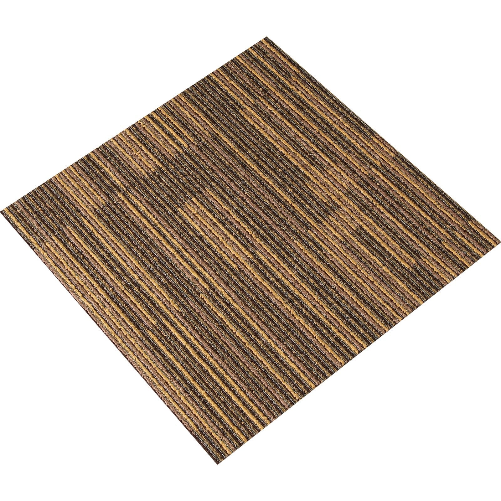 VEVOR Carpet Tiles Reusable, 20"x 20"Carpet Squares With Padding Attached, Soft Padded Carpet Tiles, Easy Install DIY for Bedroom Living Room (12Tiles, Mixed Brown) 