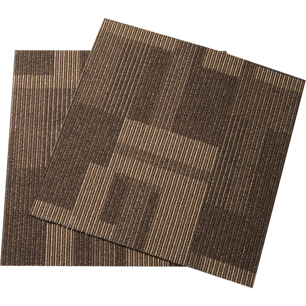 VEVOR Carpet Tiles Reusable, 24"x 24"Carpet Squares With Padding Attached, Soft Padded Carpet Tiles, Easy Install DIY for Bedroom Living Room (24Tiles, Mixed Brown) 