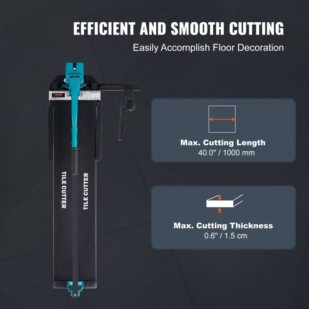 VEVOR Manual Tile Cutter, 40 inch, Porcelain Ceramic Tile Cutter with Tungsten Carbide Cutting Wheel, Infrared Positioning, Anti-Skid Feet, Durable Rails for professional installers or beginners 