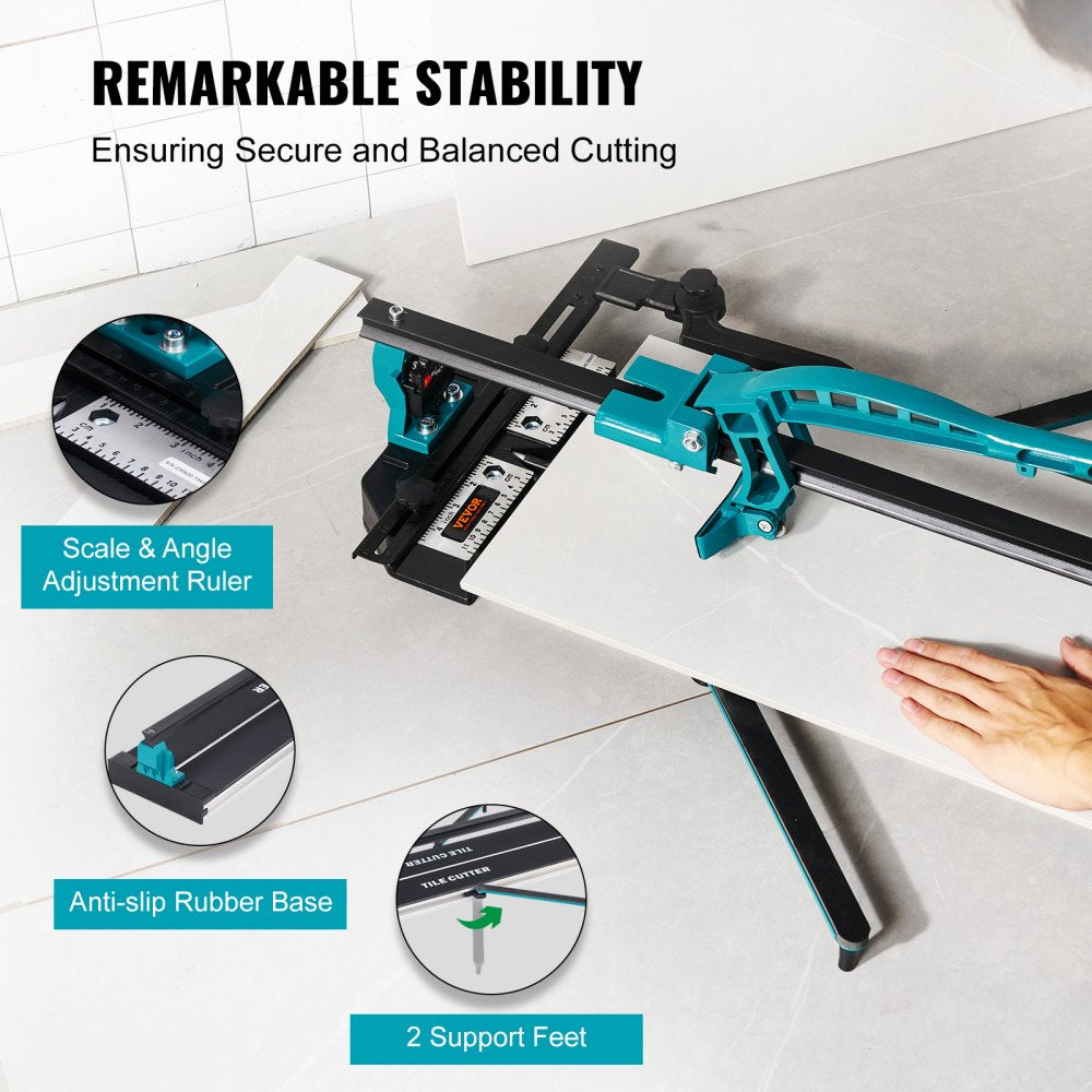 VEVOR Manual Tile Cutter, 40 inch, Porcelain Ceramic Tile Cutter with Tungsten Carbide Cutting Wheel, Infrared Positioning, Anti-Skid Feet, Durable Rails for professional installers or beginners 