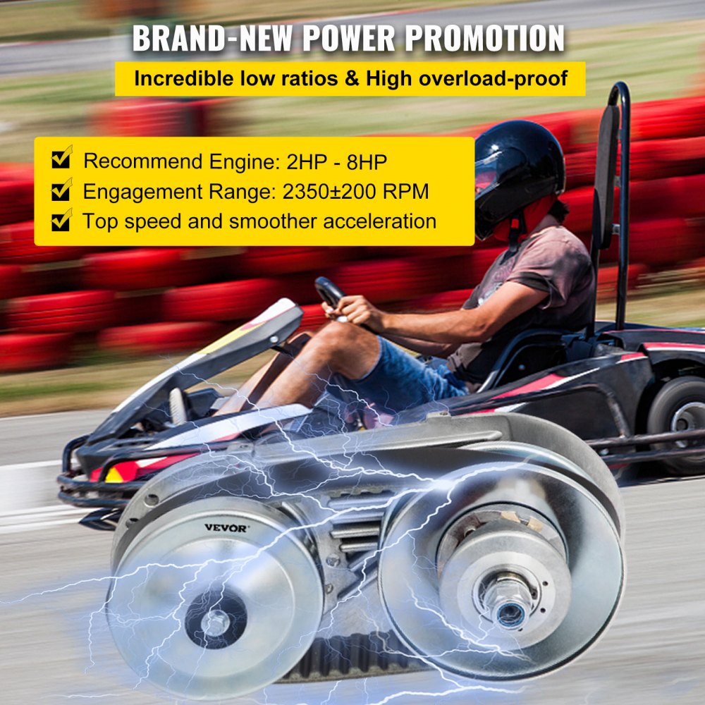 VEVOR Torque Converter 4-7HP Go Kart Clutch 1Inch Replaces Comet TAV2 Manco 10T 40 or 41 and 12T 35 Chain Drive Belt (1\" 10T 40/41and 12T 35 Chain) 
