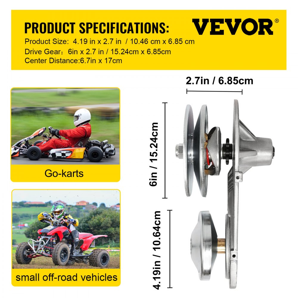 VEVOR Torque Converter 4-7HP Go Kart Clutch 1Inch Replaces Comet TAV2 Manco 10T 40 or 41 and 12T 35 Chain Drive Belt (1\" 10T 40/41and 12T 35 Chain) 