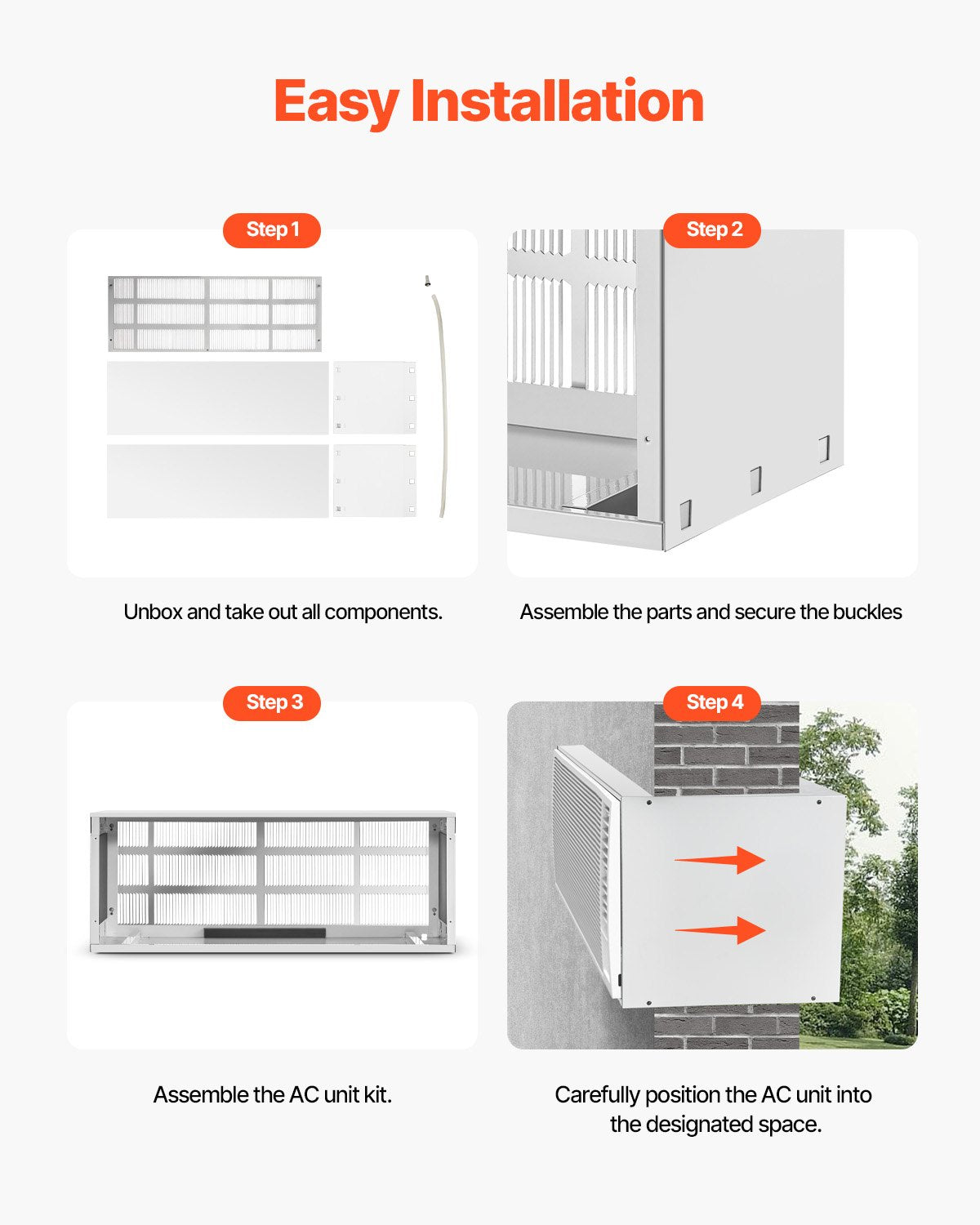 VEVOR Air Conditioner Wall Sleeve 42 in with Exterior Grille Wall AC Sleeve 