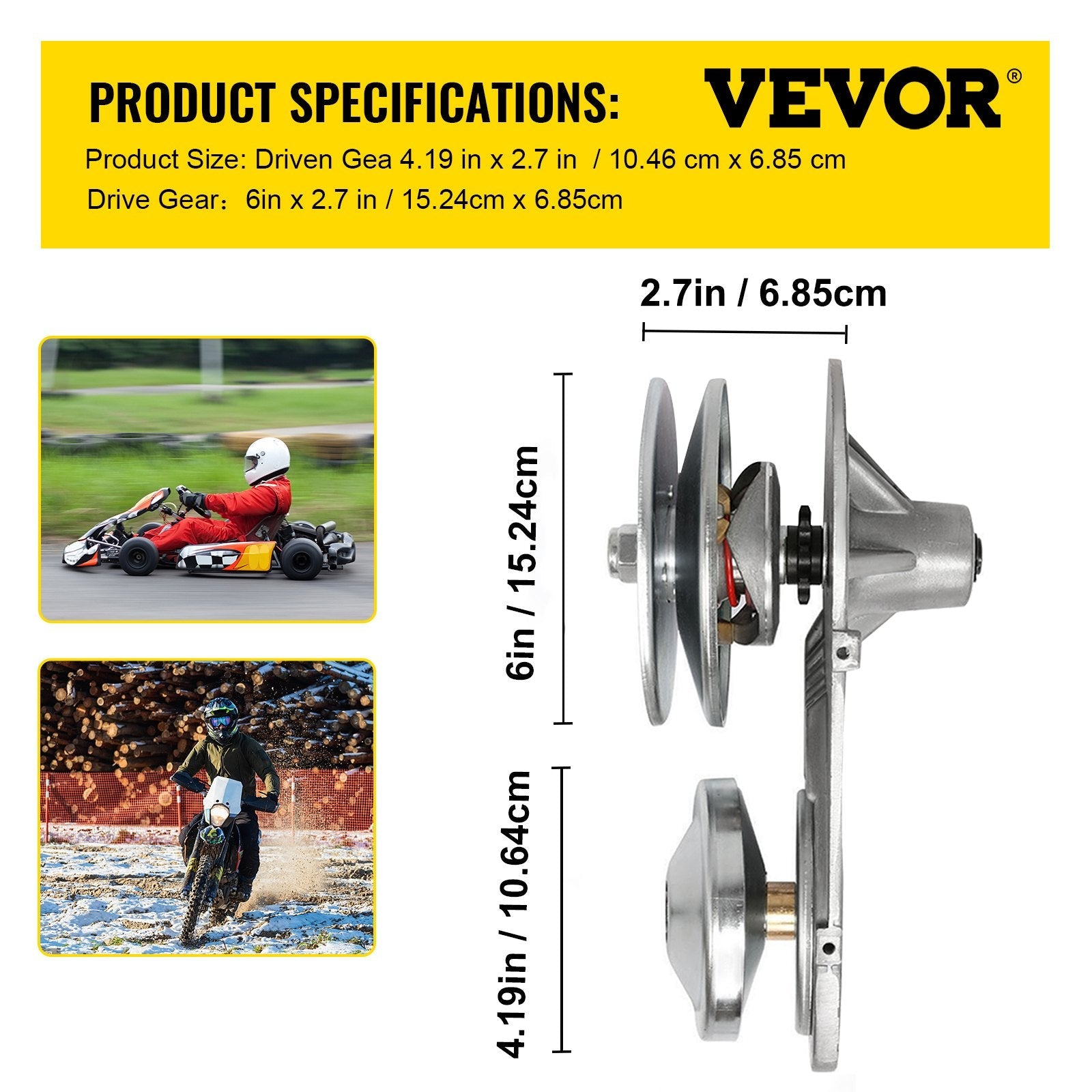 VEVOR Torque Converter CVT 2HP-7HP 3/4\" Go Kart Clutch 212CC 30 Series Mini Bike 10T #40 41 Chain and 12T #35 Replacement Set TAV2 30-75 218353A Manco CVT Clutch Small Engine Drive Belt 
