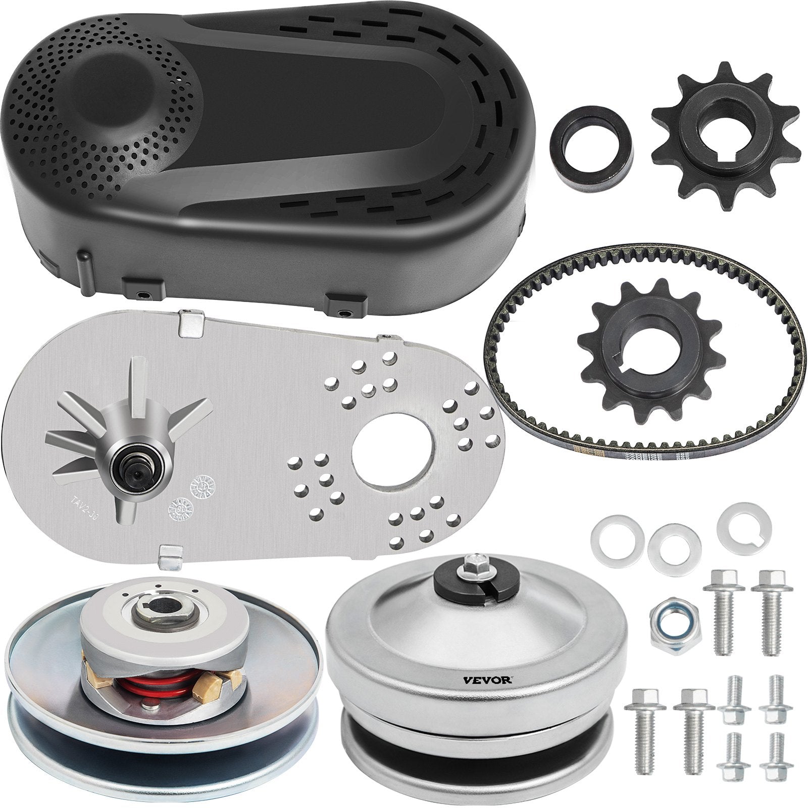 VEVOR Torque Converter CVT 2HP-7HP 3/4\" Go Kart Clutch 212CC 30 Series Mini Bike 10T #40 41 Chain and 12T #35 Replacement Set TAV2 30-75 218353A Manco CVT Clutch Small Engine Drive Belt 