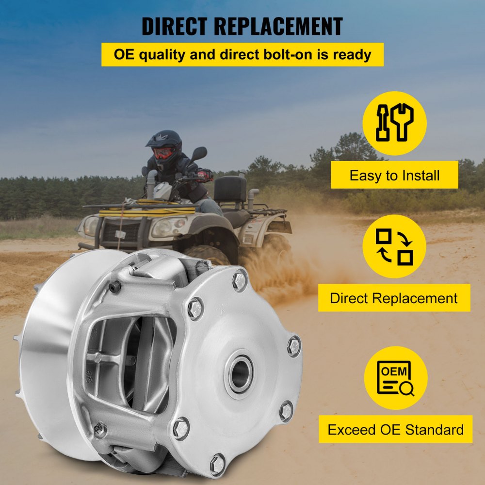 VEVOR Driven Clutch Aluminum Alloy Primary Drive Clutch Compatible With 2014-2021 Polaris RZR 1000, OEM Replacement with Heat Treated Center Shaft 