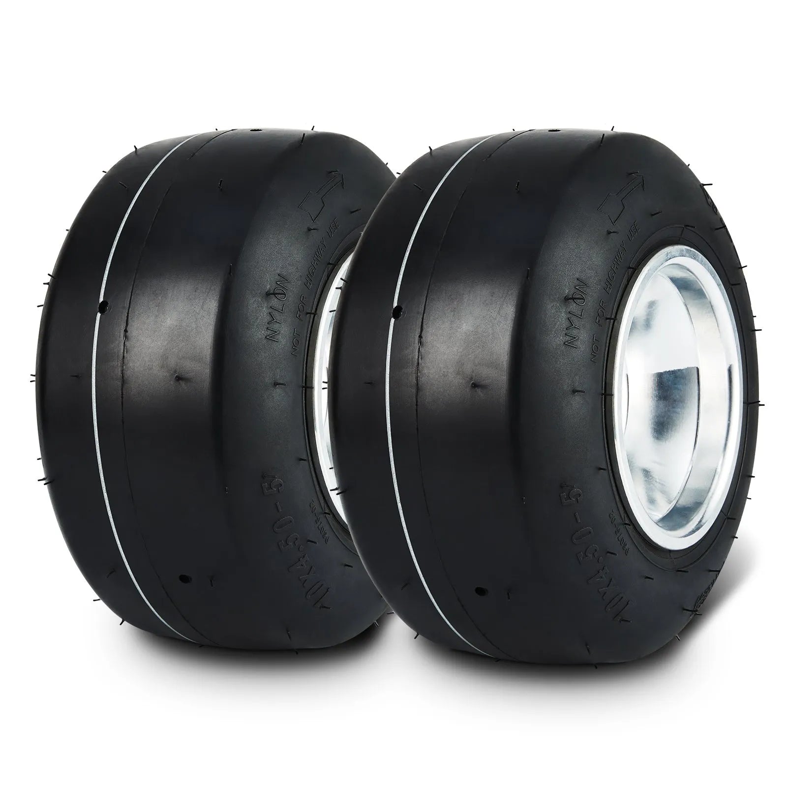 VEVOR Go Kart Tires and Rims, 10x4.5-5" Go Kart Wheels, 2-Pack Front Wheels, Aluminum Alloy Rims and Rubber Tires, Hub-Rim Fit Bolt Pattern 1.57 inch with 3 Bolt Holes, Replacement Pneumatic Tire