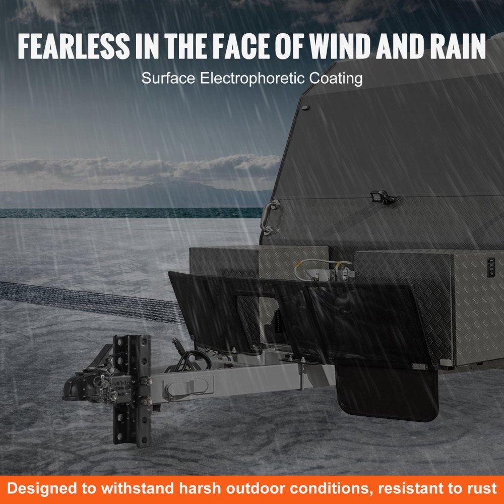 VEVOR Adjustable Trailer Coupler and 5-Position Channel Bracket Kit, 2-5/16" Hitch Ball, 15000 lbs Capacity, Heavy Duty Cast Channel-Mount Coupler, for Towing Camper, Pickup Truck, SUV, Black Coating 