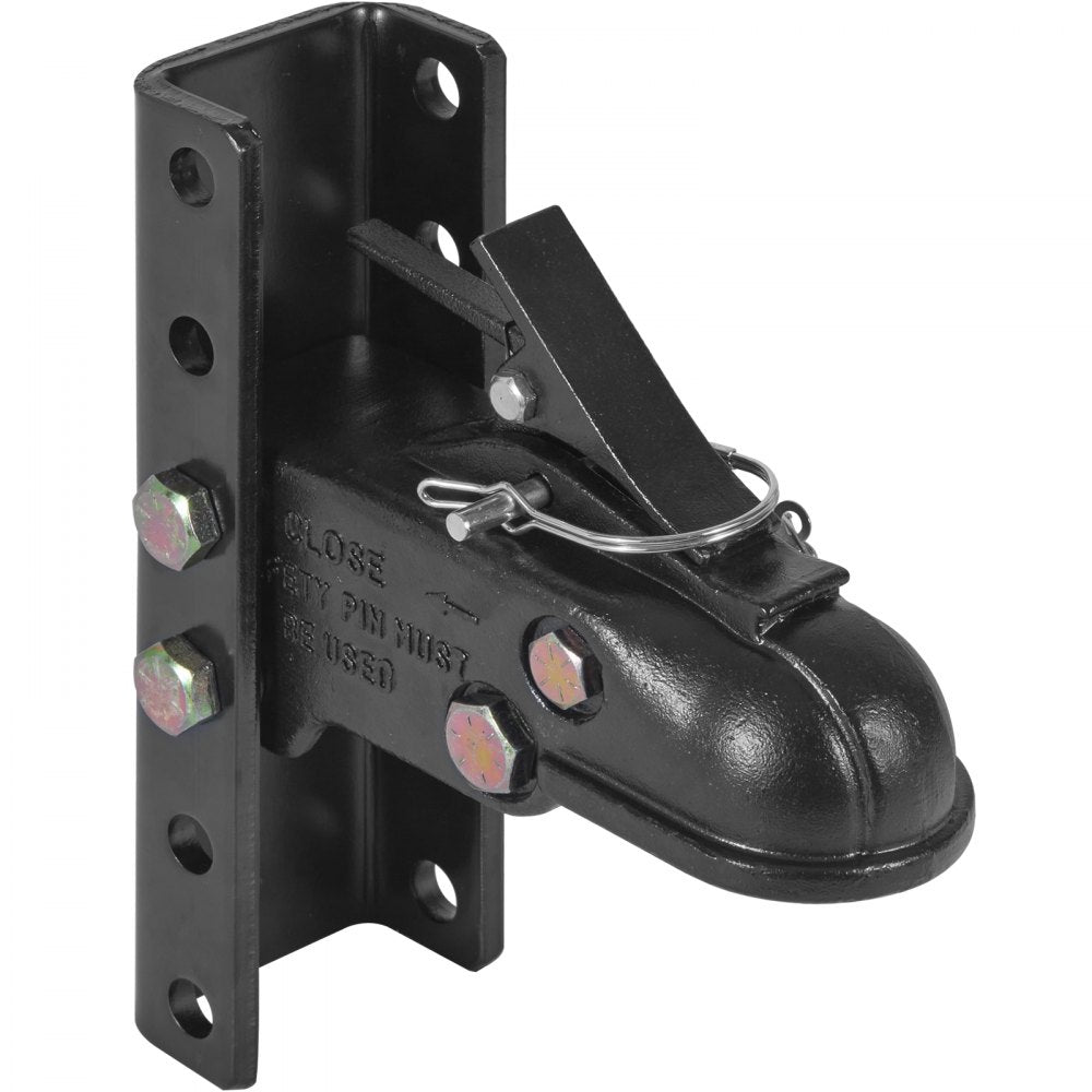 VEVOR Adjustable Trailer Coupler and 5-Position Channel Bracket Kit, 2-5/16" Hitch Ball, 15000 lbs Capacity, Heavy Duty Cast Channel-Mount Coupler, for Towing Camper, Pickup Truck, SUV, Black Coating 
