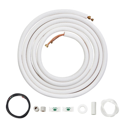 VEVOR 25FT Mini Split Line Set, 1/4" & 3/8" O.D Copper Pipes Tubing and Triple-Layer Insulation, for Air Conditioning or Heating Pump Equipment & HVAC with Rich Accessories (27ft Connection Cable) 