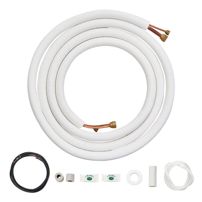 VEVOR 16FT Mini Split Line Set, 1/4" & 1/2" O.D Copper Pipes Tubing and Triple-Layer Insulation, for Air Conditioning or Heating Pump Equipment & HVAC with Rich Accessories (18ft Connection Cable) 
