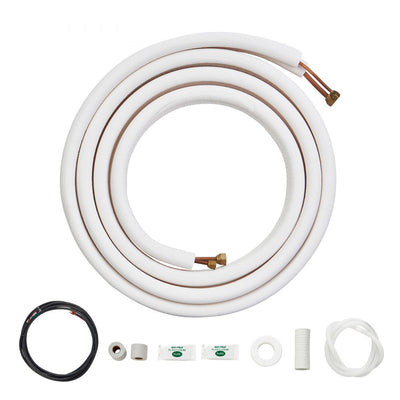 VEVOR 16FT Mini Split Line Set, 1/4" & 3/8" O.D Copper Pipes Tubing and Triple-Layer Insulation, for Air Conditioning or Heating Pump Equipment & HVAC with Rich Accessories (18ft Connection Cable) 