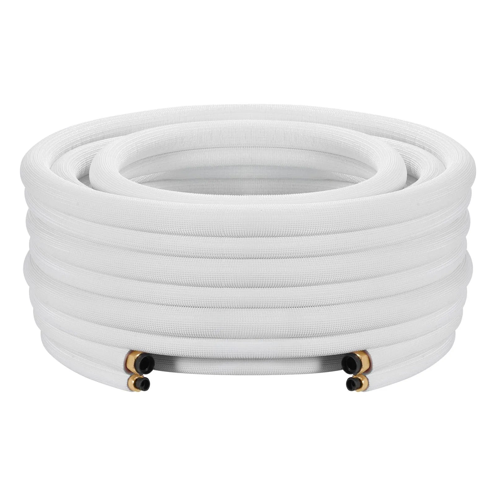 VEVOR 50ft Mini Split Line Set, 1/4” & 3/8” OD AC Copper Tubing Pipe, 3/8 White PE Thickened Insulated Coil with Flared Nuts, Strapping Tapes, for Mini Split Air Conditioner HVAC or Heat Pump System 