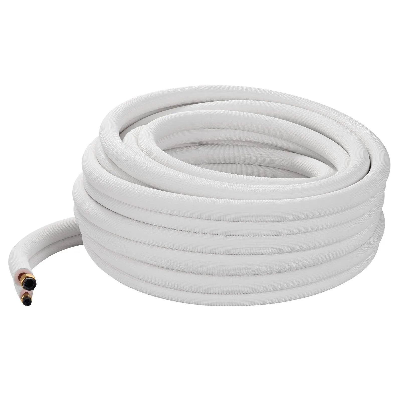 VEVOR 50ft Mini Split Line Set, 1/4” & 3/8” OD AC Copper Tubing Pipe, 3/8 White PE Thickened Insulated Coil with Flared Nuts, Strapping Tapes, for Mini Split Air Conditioner HVAC or Heat Pump System 