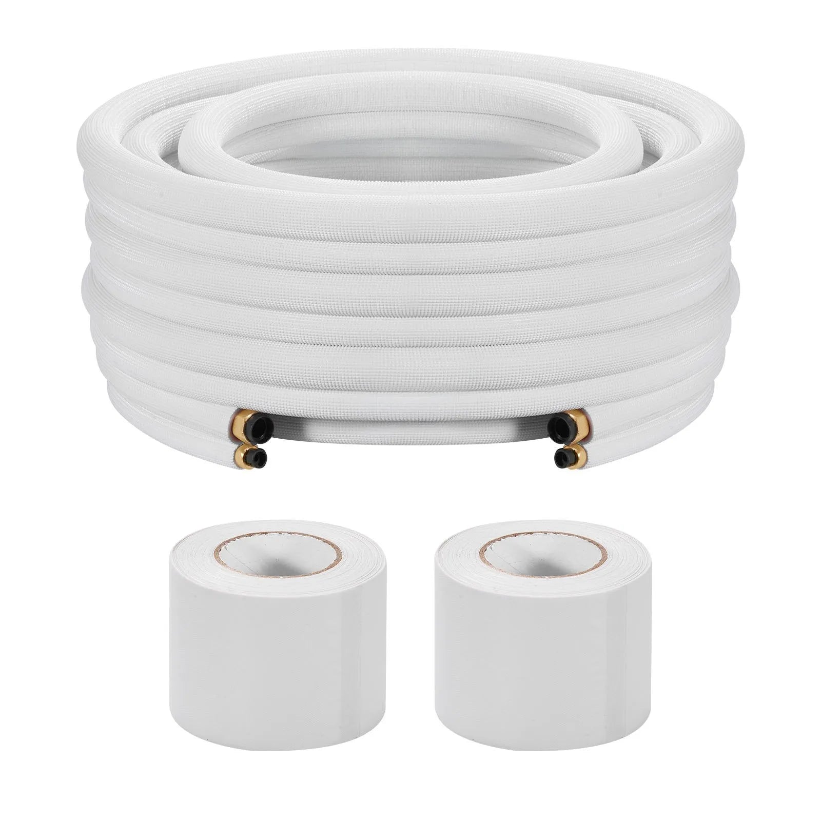 VEVOR 100ft Mini Split Line Set, 1/4” & 1/2” OD AC Copper Tubing Pipe, 3/8 White PE Thickened Insulated Coil with Flared Nuts, Strapping Tapes, for Mini Split Air Conditioner HVAC or Heat Pump System 