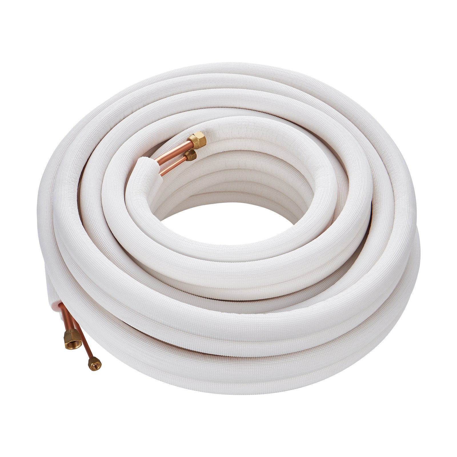 VEVOR 50FT Mini Split Line Set, 1/4" & 1/2" O.D Copper Pipes Tubing and Triple-Layer Insulation, for Mini Split Air Conditioning Refrigerant or Heating Pump Equipment & HVAC with Wrapping Strips. 