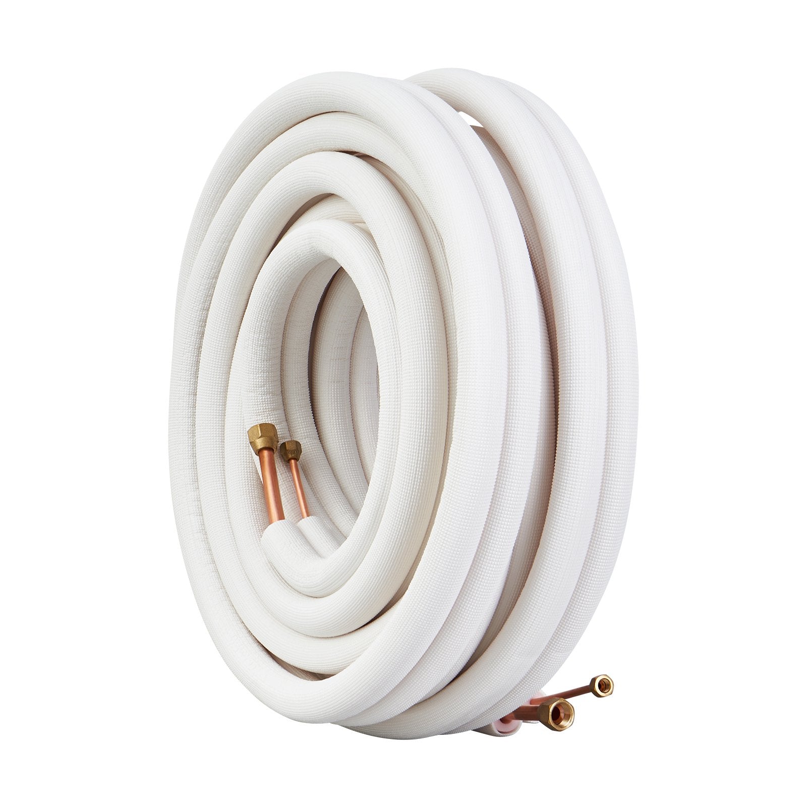 VEVOR 50FT Mini Split Line Set, 1/4" & 1/2" O.D Copper Pipes Tubing and Triple-Layer Insulation, for Mini Split Air Conditioning Refrigerant or Heating Pump Equipment & HVAC with Wrapping Strips. 