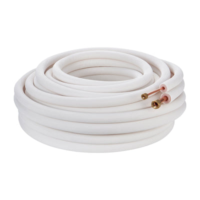 VEVOR 50FT Mini Split Line Set, 1/4" & 1/2" O.D Copper Pipes Tubing and Triple-Layer Insulation, for Mini Split Air Conditioning Refrigerant or Heating Pump Equipment & HVAC with Wrapping Strips. 