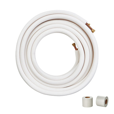 VEVOR 50FT Mini Split Line Set, 3/8" & 5/8" O.D Copper Pipes Tubing and Triple-Layer Insulation, for Mini Split Air Conditioning Refrigerant or Heating Pump Equipment & HVAC with Wrapping Strips. 