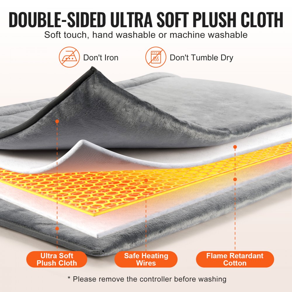 VEVOR Electric Heated Foot Warmer Soft Flannel Foot Heating Pad 21.5" x 19.0" 