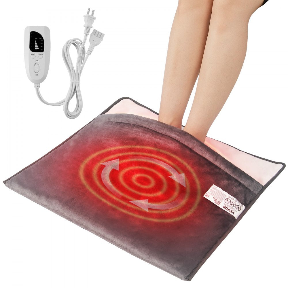 VEVOR Electric Heated Foot Warmer Soft Flannel Foot Heating Pad 21.5" x 19.0" 