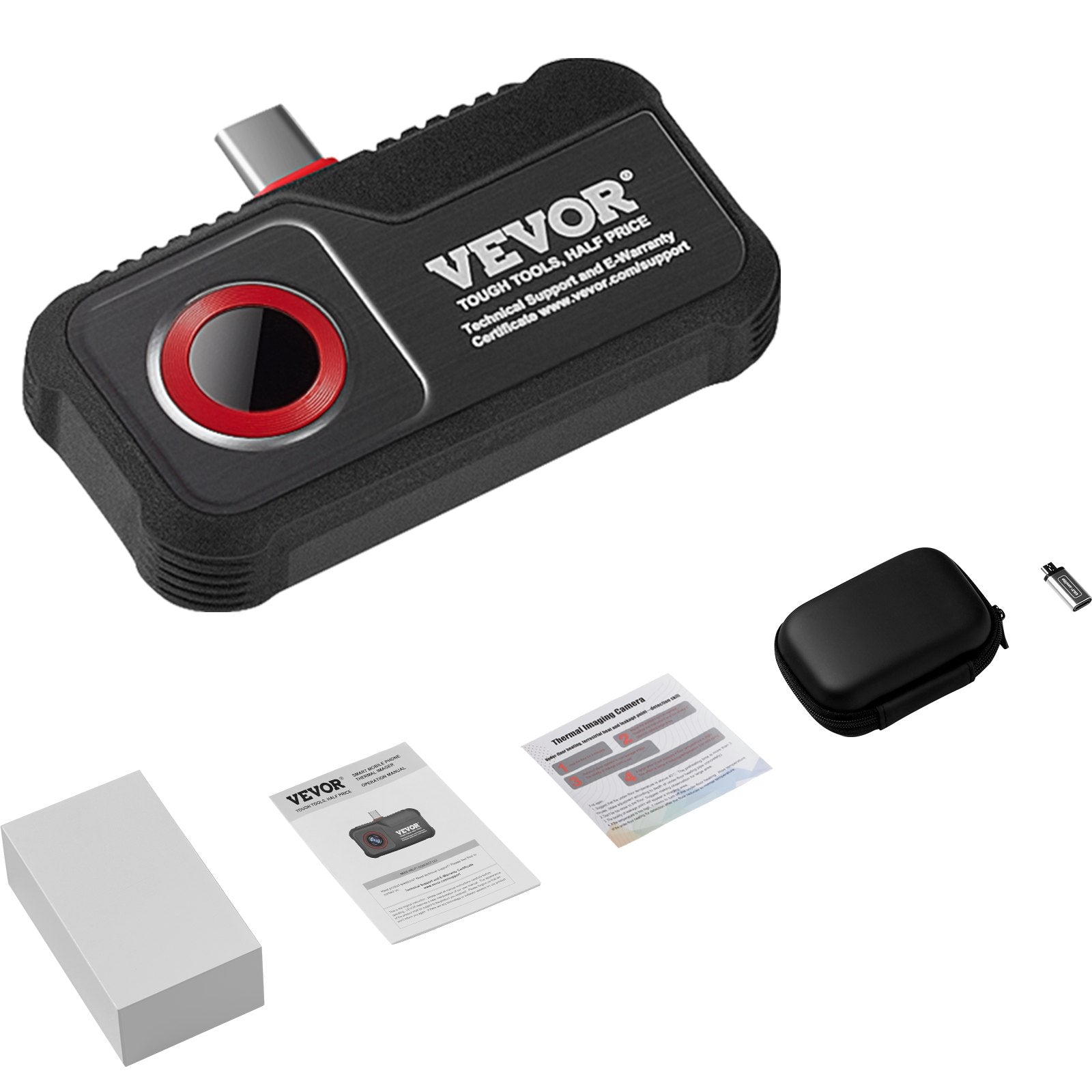 VEVOR Thermal Imaging Camera for Android, 256 x 192 IR Resolution Infrared Thermal Imager with Visual Camera, 25Hz Refresh Rate Thermal Camera for Smartphone/Tablet, -4-1022°F Temperature Range, IP54 