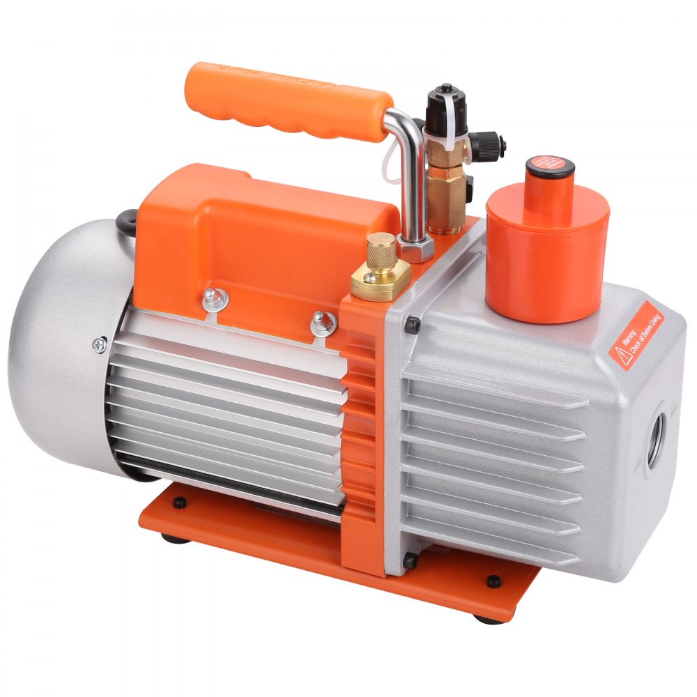 VEVOR 1/3 HP 2 Stage Rotary Vane Vacuum Pump, 5 CFM, 120V Air Conditioning Vacuum Pump, 1/4" SAE Male 3/8" SAE Male 1/2" ACME Male Inlet, for HVAC Repair, Refrigeration Maintenance, Resin Degassing 