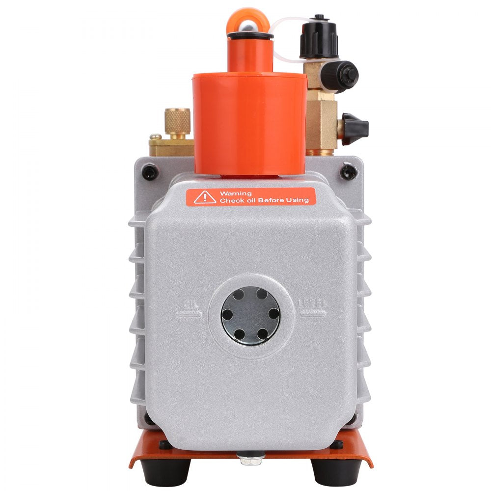 VEVOR 1/3 HP 2 Stage Rotary Vane Vacuum Pump, 5 CFM, 120V Air Conditioning Vacuum Pump, 1/4" SAE Male 3/8" SAE Male 1/2" ACME Male Inlet, for HVAC Repair, Refrigeration Maintenance, Resin Degassing 