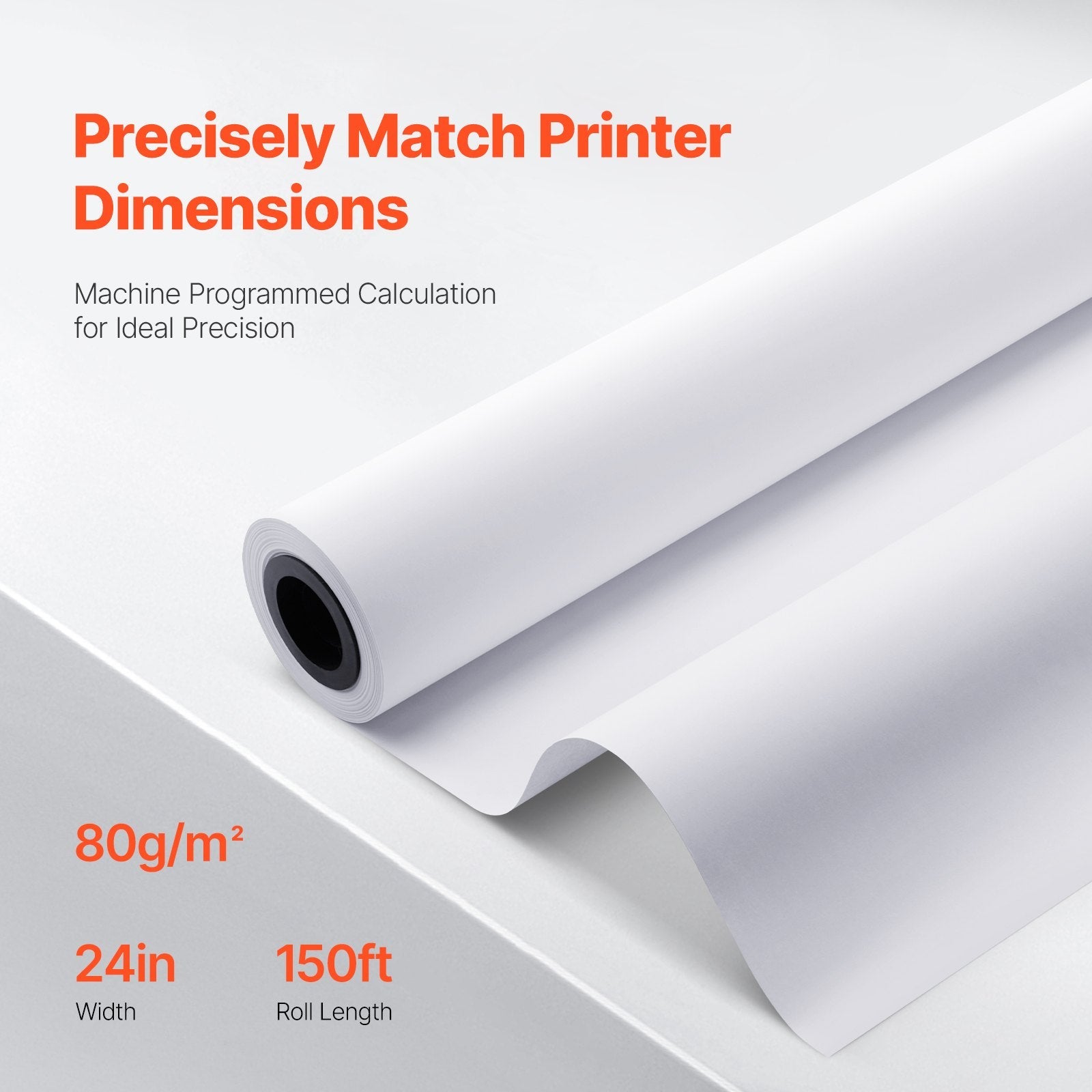 VEVOR Wide Format Paper Plotter Paper 4 Rolls 24 in x 150 ft CAD Bond Rolls 