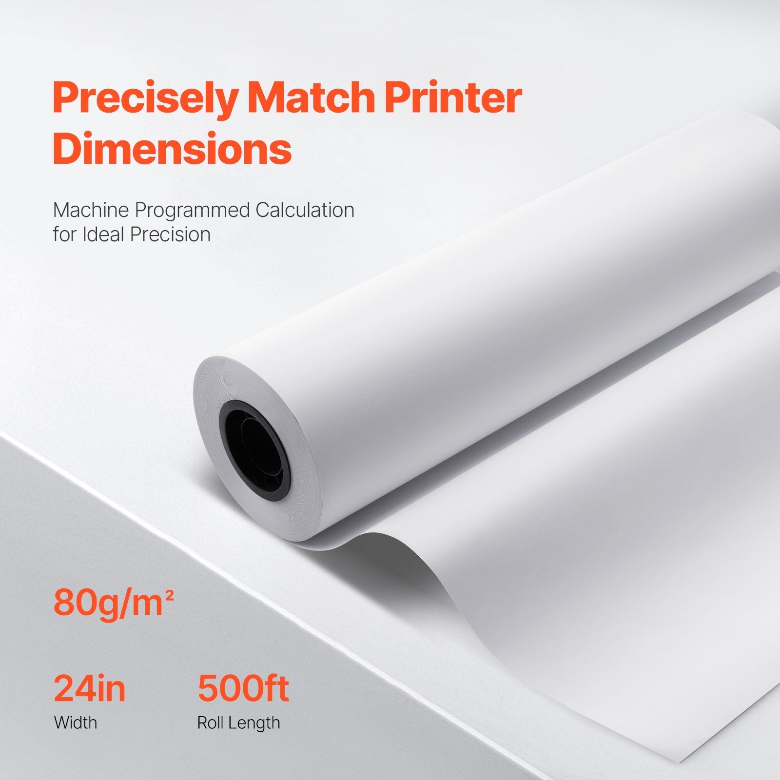 VEVOR Wide Format Paper Plotter Paper 2 Rolls 24 in x 500 ft CAD Bond Rolls 