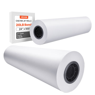 VEVOR Wide Format Paper Plotter Paper 2 Rolls 24 in x 500 ft CAD Bond Rolls 