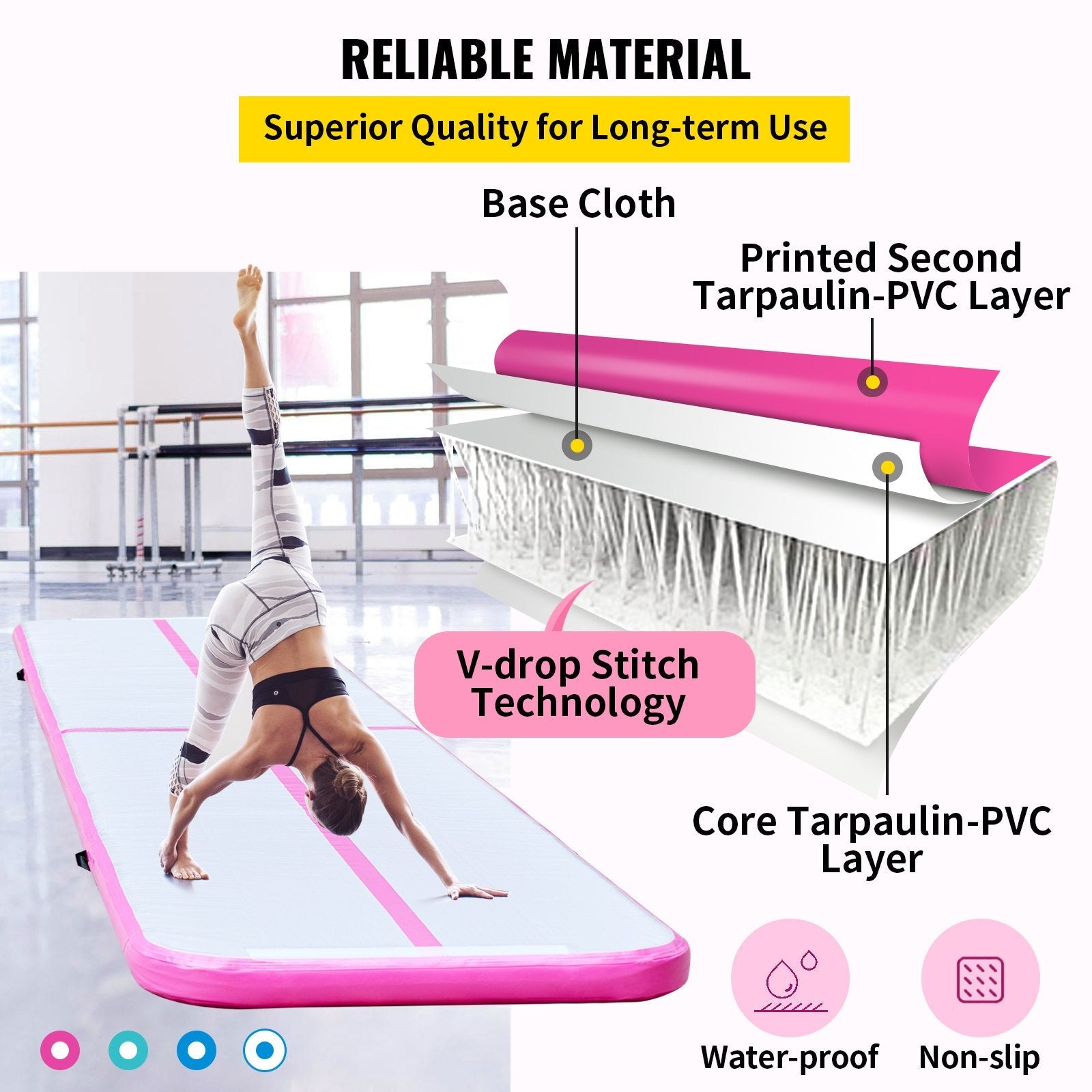 20FT Air Track Inflatable Airtrack Tumbling Gymnastics Floor Mat Training Home 