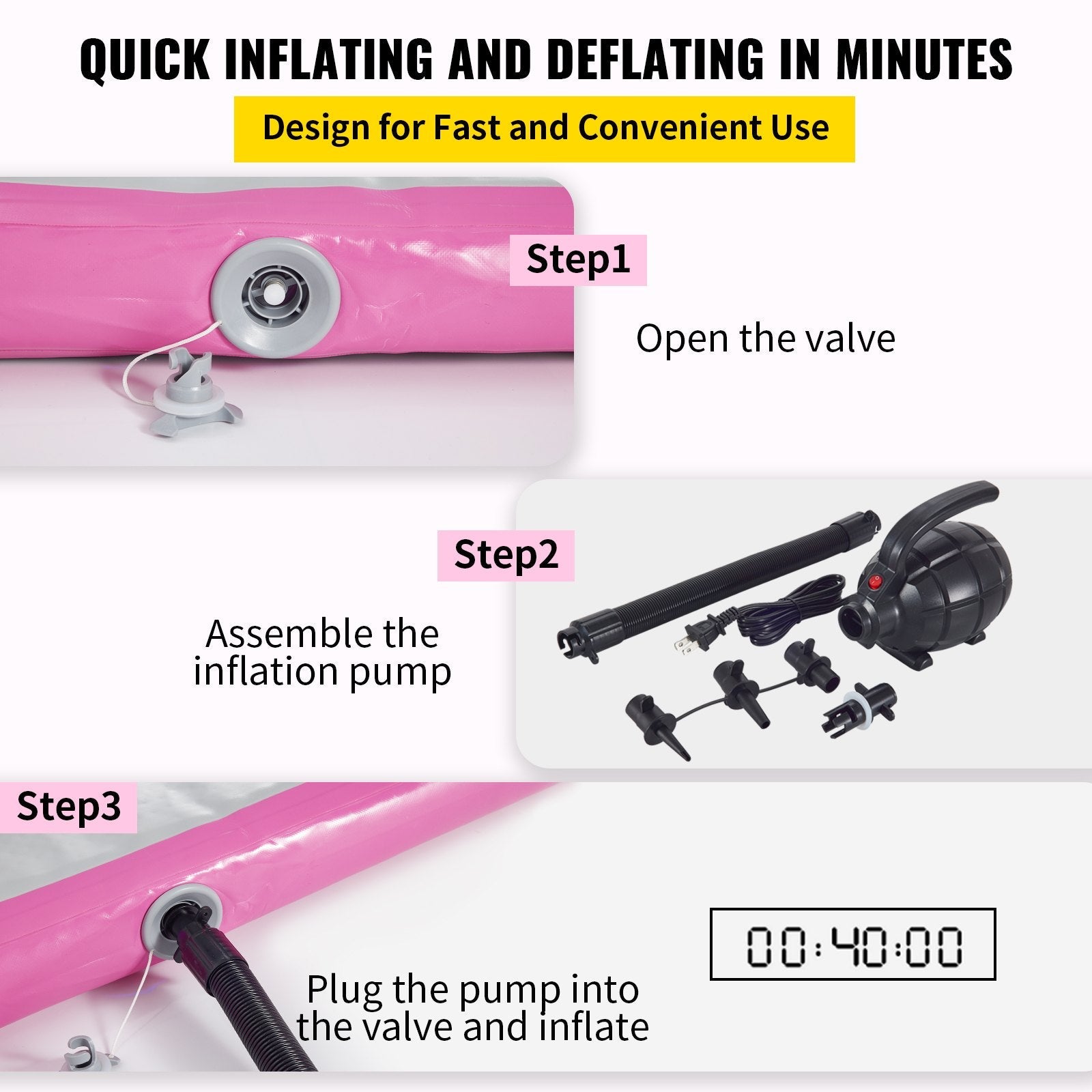 20FT Air Track Inflatable Airtrack Tumbling Gymnastics Floor Mat Training Home 