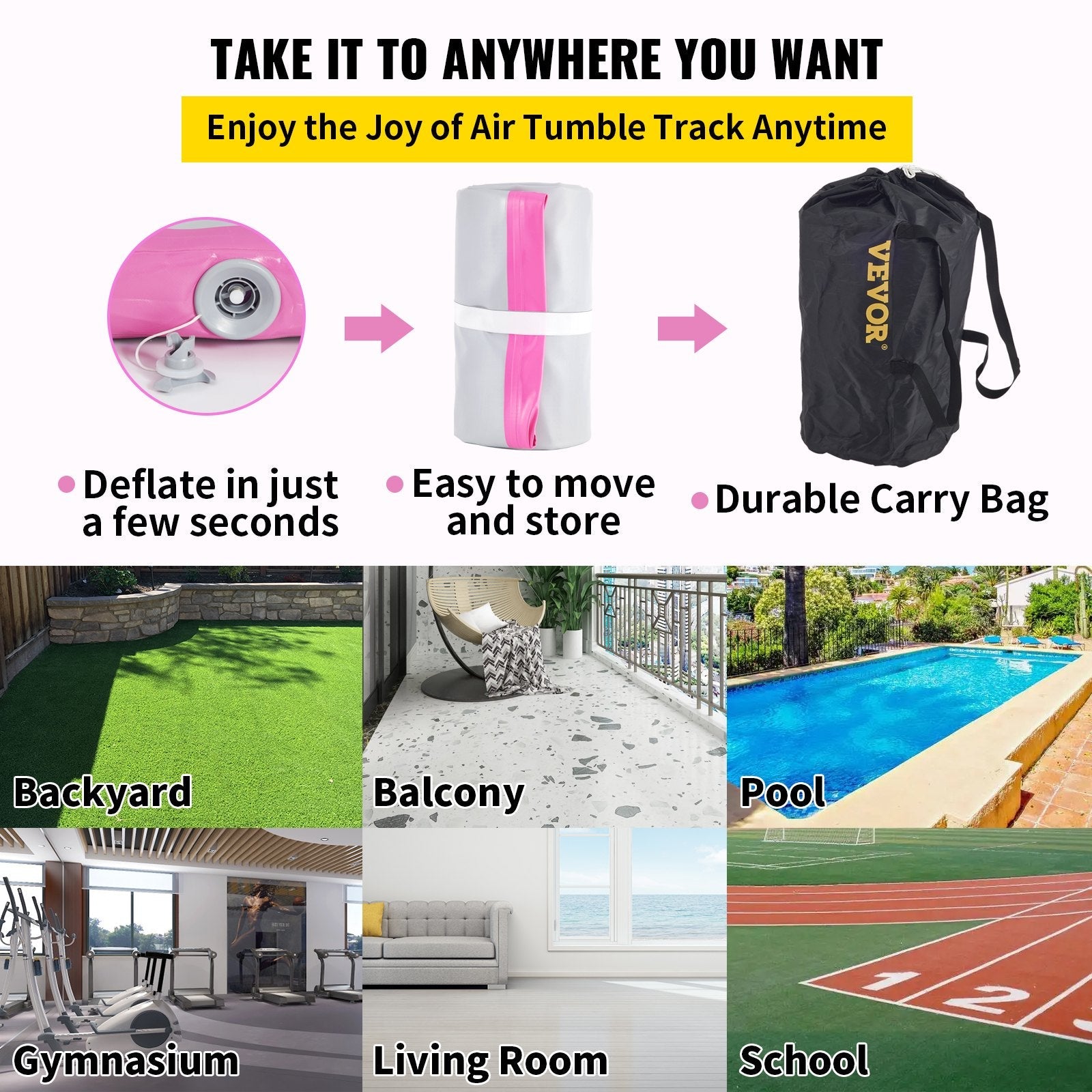 20FT Air Track Inflatable Airtrack Tumbling Gymnastics Floor Mat Training Home 