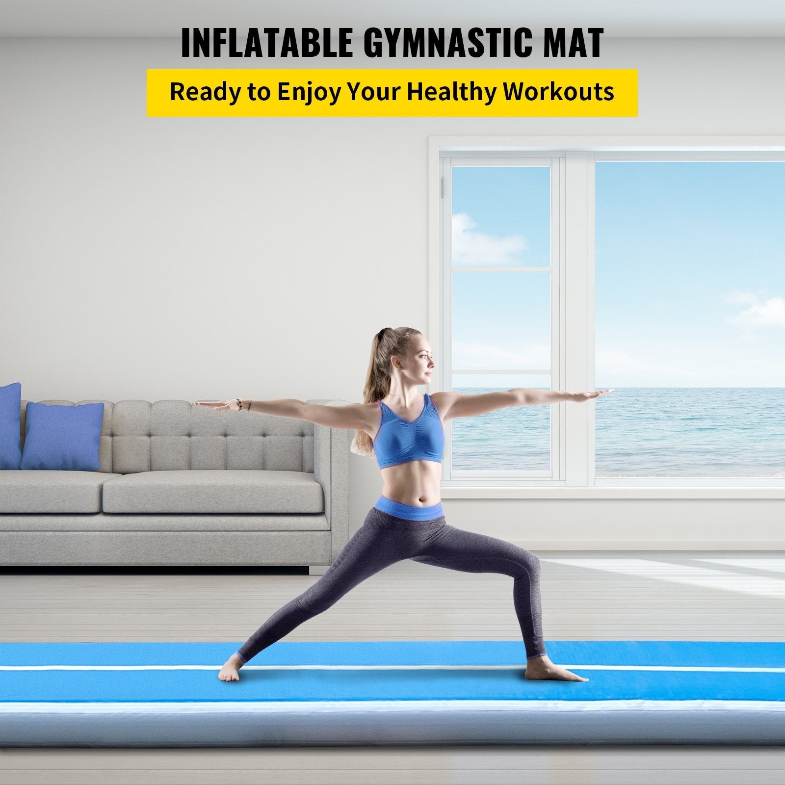 Air Track Mat 20FT Airtrack Inflatable Floor Gymnastics Tumbling Mat Training 