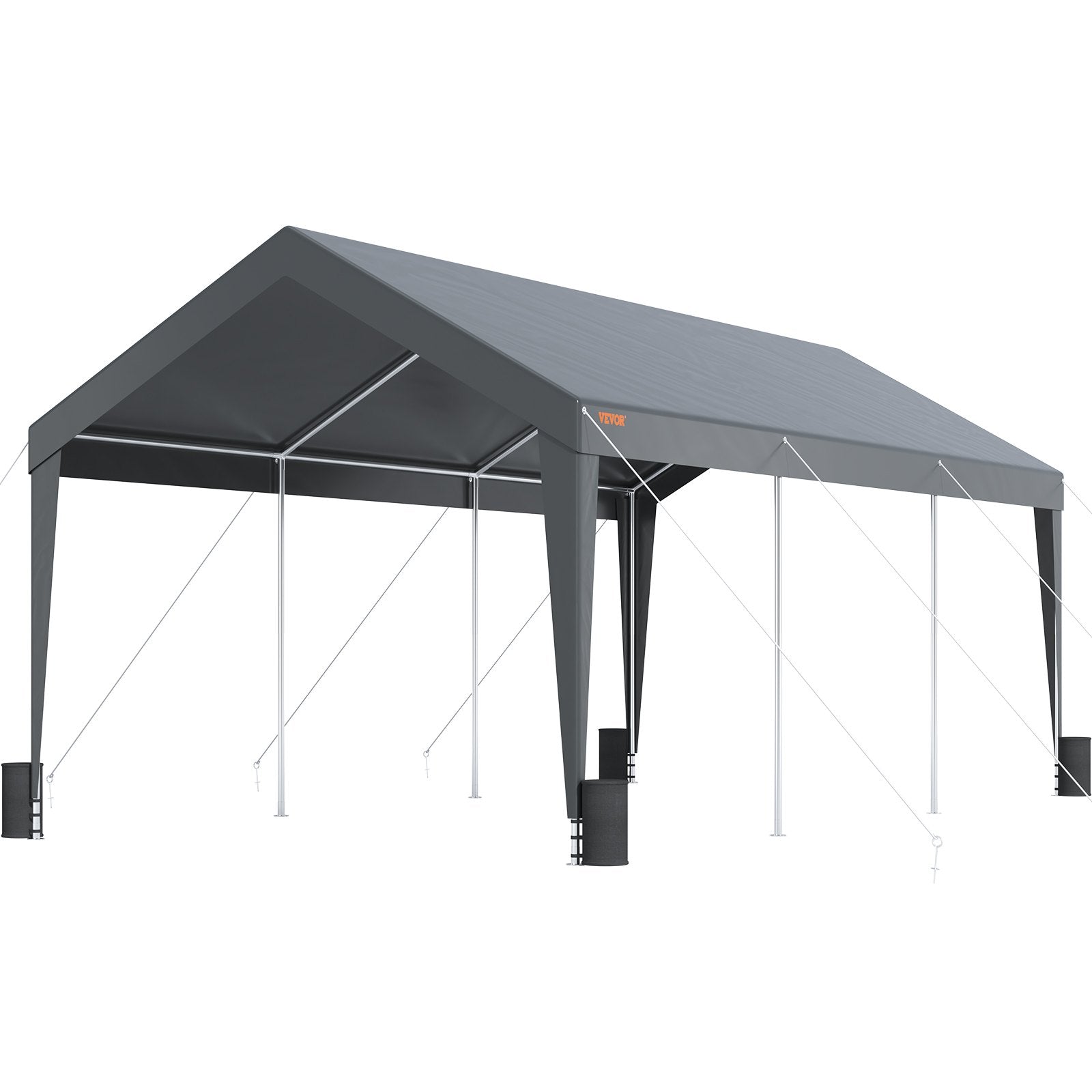 VEVOR Carport, Heavy Duty 10 x 20ft Car Canopy, Outdoor Garage Shelter with 8 Reinforced Poles and 4 Weighted Bags, UV Resistant Waterproof Instant Car Garage Tent for Party Garden Boat, Darkgray 